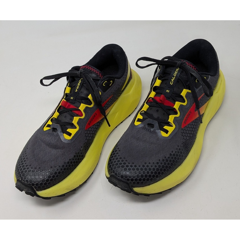 Brooks Caldera 6 Men's Trail Running Shoes Black Yellow Red Size 8D